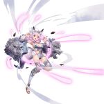  1girl 404_game_re:set animal_ear_fluff animal_ears anode_(404_game_re:set) black_nails blue_bra bra breasts claw_pose cleavage detached_sleeves full_body fur-trimmed_bra fur-trimmed_sleeves fur_collar fur_trim hands_up juuouki leg_up loincloth medium_breasts nail_polish official_art personification pom_pom_(clothes) red_eyes sandals short_hair shouting simple_background solo statue stirrup_legwear tail thighhighs third-party_source toeless_legwear underwear white_background white_hair white_sleeves white_thighhighs wolf_ears wolf_girl wolf_tail yuugen 