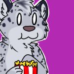  animated eating eyebrows feline food fur hair leopard loop male mammal mars_(thequeenofmars) meme miharuokami nude popcorn reaction_image simple_background snow_leopard 