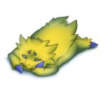  2016 4_eyes alpha_channel ambiguous_gender blue_eyes bored feral fur hand_on_face joltik looking_down lurry lying multi_eye nintendo on_front pok&eacute;mon pok&eacute;mon_(species) simple_background solo transparent_background video_games yellow_fur 