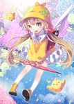  backpack bag bf._(sogogiching) boots brown_eyes brown_hair child hair_ornament hat instrument looking_at_viewer million_arthur_(series) open_mouth randoseru recorder rubber_boots school_hat solo twintails wings 