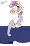  boltswift child clothing cute female friendship_is_magic hair human humanized legs_up legwear looking_at_viewer mammal my_little_pony not_furry one_eye_closed open_mouth plain_background pussy shirt sitting solo stockings sweetie_belle_(mlp) two_tone_hair white_background wink young 