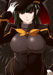  black_hair breasts gloves hand_on_hip hat large_breasts mize_(lemuria) pointy_ears red_eyes rinkou_no_lemuria shouji_nigou solo 