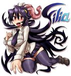  1girl black_hair breasts filia_(skullgirls) futakuchi-onna red_eyes samson_(skullgirls) skirt skullgirls suzurino thighhighs 