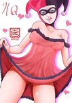 1girl batman_(series) breasts dc_comics harley_quinn highres jester mask nightgown solo yoko_(chan360) 