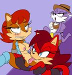  anthro blush bottomless breasts cloudz female fiona_fox gloves lesbian nic_the_weasel nipples pussy sally_acorn sega sex sonic_(series) 