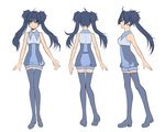  aino_yumeri blue_eyes blue_hair blue_legwear boots character_profile copyright_request long_hair looking_at_viewer multiple_views profile simple_background smile thigh_boots thighhighs turnaround twintails white_background zettai_ryouiki 