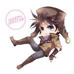  :3 bad_id bad_pixiv_id black_hair blue_eyes bomber_hat boots chibi fingerless_gloves gloves hat jacket jojo_no_kimyou_na_bouken joseph_joestar_(young) lowres male_focus scarf solo xxzexx 