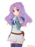  aqua_eyes belt belt_pouch breastplate dress elbow_gloves ferroniere fire_emblem fire_emblem:_rekka_no_ken florina gloves hair_intakes kona_nanamu long_hair pauldrons pegasus_knight pouch purple_hair solo thighhighs zettai_ryouiki 