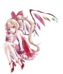  alternate_costume blonde_hair finger_to_mouth flandre_scarlet full_body hair_ribbon high_heels hiyosuke_(ak_love) long_hair no_hat no_headwear open_mouth red_eyes red_skirt ribbon shoes side_ponytail simple_background skirt solo touhou white_background wings wrist_cuffs 