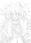  absurdres animal_ears blush copyright_request greyscale highres lineart long_hair looking_at_viewer monochrome open_mouth sakurano_asahi smile solo 
