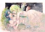  angel_wings bare_shoulders christa_renz colored_pencil_(medium) dress freckles hand_on_another's_face kotakota15 looking_at_another lying multiple_girls profile shingeki_no_kyojin short_hair touching traditional_media watercolor_(medium) white_dress wings ymir_(shingeki_no_kyojin) yuri 