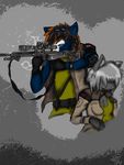  anthro armor battlefield canine couple cub cute duo female helmet imagine male mammal military serious sniper sniper_rifle soldier straight voshiket wolf young 