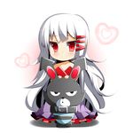  albino attouteki_yuugi_mugen_souls bellaria_(mugen_souls) blush bunny chibi dress hair_ornament hairclip long_hair red_eyes smile warabi_mochi_(ehimedaisuki) white_hair 