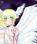  angel_wings blonde_hair blue_eyes digimon digimon_frontier digimon_xros_wars head_wings lucemon wings 