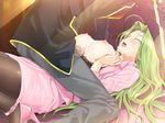 1girl blush bra breasts censored classy_cranberry&#039;s classy_cranberry's cum cum_on_body cum_on_breasts cum_on_hair cum_on_upper_body eyes_closed facial formal game_cg green_hair happoubi_jin highres large_breasts long_hair lying nipples open_clothes open_mouth paizuri pantyhose penis saliva school_uniform sitting sitting_on_person skirt suit tongue tongue_out underwear 