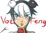  animal animal_on_head bare_shoulders bird bird_on_head black_hair borockman brown_eyes chinese_clothes feng_(skullgirls) lips multicolored_hair on_head short_hair skullgirls solo two-tone_hair upper_body white_hair 