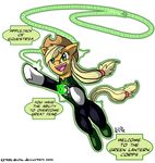  applejack_(mlp) cowboy_hat crossover cynos-zilla equine friendship_is_magic green_lantern happy hat horse lasso my_little_pony pony ring smile 