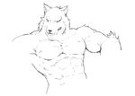  abs anthro biceps black_and_white canine male mammal monochrome muscles outline pecs plain_background pose solo white_background wolf 