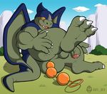  anal anal_beads anal_insertion anal_penetration anti_dev balls biceps chubby claws dragon dragon_ball dripping fangs giran hindpaw horn insertion lying male muscles nude on_side open_mouth overweight paws penetration penis plantigrade pose precum scalie sex_toy soles solo toe_claws toes uncut wings 