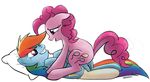  cutie_mark duo equine female feral friendship_is_magic hair horse lying my_little_pony nude on_back open_mouth pegasus pillow pinkie_pie_(mlp) pony pussy rabiesbun rainbow_dash_(mlp) signature stockings teeth tongue wings 