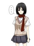  1girl cosplay mikasa_ackerman misaka_mikoto misaka_mikoto_(cosplay) namesake scarf school_uniform season_connection shingeki_no_kyojin shoumilove128 skirt solo sweater_vest to_aru_kagaku_no_railgun to_aru_majutsu_no_index 