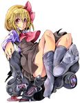  fang feet monster nmknf_(mkn) rumia sitting smile socks solo touhou 