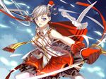  animal bird blue_eyes miyazaki_byou original ribbons short_hair sword weapon 