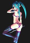  aqua_eyes aqua_hair ass elf hatsune_miku highres long_hair oonishi_shunsuke pointy_ears solo sword tattoo thighhighs twintails underwear vocaloid weapon 