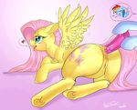  anal anal_insertion anal_penetration anus blue_fur cutie_mark duo equine female feral fluttershy_(mlp) friendship_is_magic fur hair hellticket horse insertion lesbian mammal multi-colored_hair my_little_pony pegasus penetration pink_hair pony pussy rainbow_dash_(mlp) rainbow_hair wings yellow_fur 