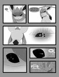  black_and_white comic dialog eeveelution english_text female feral glaceon greyscale male mammal monochrome nintendo pok&#233;mon pok&eacute;mon salamence snow tderek99 text umbreon video_games 