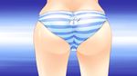  16:9 1girl ass cameltoe from_behind game_cg guardian_place guardian_place:_do_s_na_imouto_to_3-nin_no_yome highres hips legs panties simple_background solo standing striped striped_panties thighs tsurugi_hagane underwear 
