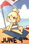  anthro beach bikini canine clothing dog female isabelle_(animal_crossing) mammal nintendo seaside shizue_(animal_crossing) solo swimsuit tight_clothing unknown_artist video_games 
