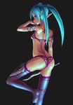  aqua_eyes aqua_hair ass elf hatsune_miku highres long_hair oonishi_shunsuke pointy_ears solo sword tattoo thighhighs twintails underwear vocaloid weapon 