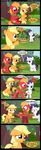  &lt;3 &lt;3_eyes apple applejack_(mlp) big_macintosh_(mlp) blonde_hair bush coltsteelstallion comic crush dialog disappointed eating embarrassed english_text equine excited exotic_pupils female feral freckles friendship_is_magic fruit fur grass hair horn horse infatuation left_out male mammal my_little_pony outside pony purple_hair rarity_(mlp) sad sitting tears text tree unicorn upset white_fur 