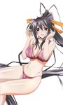  1girl bra breasts high_school_dxd himejima_akeno large_breasts long_hair panties purple_eyes smile solo underwear 