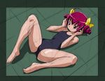  blush hoshizora_miyuki lying on_back one-piece_swimsuit pink_eyes pink_hair precure rohitsuka short_hair sketch smile_precure! solo spread_legs swimsuit 