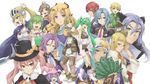  6+girls animal_ears annotated armor arthur_(rune_factory) bishnal_(rune_factory) blonde_hair blue_eyes blue_hair book brown_eyes brown_hair clorica_(rune_factory) closed_eyes dark_skin dark_skinned_male diras dolce_(rune_factory) doug_(rune_factory) earrings egyptian egyptian_clothes everyone forked_eyebrows forte_(rune_factory) fox_boy fox_ears frey_(rune_factory) glasses gold_trim green_eyes green_hair hat headdress highres horse_boy horse_ears ibushigin jewelry kiel_(rune_factory) kohaku_(rune_factory) leon_(rune_factory) lest_(rune_factory) long_hair low-tied_long_hair margaret_(rune_factory) miniskirt multicolored_hair multiple_boys multiple_girls necktie open_mouth pico_(rune_factory) pink_eyes pink_hair pointy_ears ponytail purple_hair red_hair rune_factory rune_factory_4 shoes short_hair simple_background skirt smile thick_eyebrows top_hat twintails two-tone_hair visor_(armor) white_background xiao_pai 