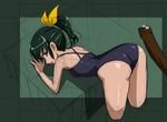  ass green_eyes green_hair midorikawa_nao one-piece_swimsuit ponytail precure rohitsuka sexually_suggestive short_hair sketch smile_precure! solo swimsuit 