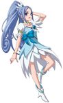  adjusting_hair blue_bow blue_eyes blue_hair bow bracelet choker crystal_earrings cure_diamond dokidoki!_precure earrings hishikawa_rikka jewelry long_hair minarai_zouhyou precure simple_background solo standing standing_on_one_leg white_background 