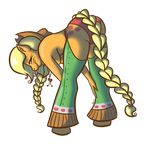  alpha_channel anthro anthrofied anz applejack_(mlp) assless_chaps bent_over blonde_hair cowboy_hat cutie_mark equine female freckles friendship_is_magic green_eyes hair hat horse mammal my_little_pony plain_background pony smile solo topless transparent_background 