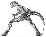  anthosaurs anthrosaurs black_and_white bra breasts butt carnotaurus claws dinosaur female monochrome panties pose predaguy reptile scalie solo theropod underwear 