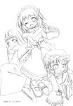  comic doujinshi drill_hair greyscale hair_ornament hat highres long_hair luna_child monochrome multiple_girls scan sho_(runatic_moon) short_hair simple_background star_sapphire sunny_milk touhou twintails 