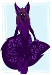  feline female fur hybrid leopard mammal nude purple_fur solo spots teal_eyes 