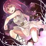  ankle_lace-up barefoot cross-laced_footwear dress feet fighting_stance flower magi_the_labyrinth_of_magic morgiana non-web_source one_side_up petals red_eyes red_hair ringtomato solo spread_toes squatting 