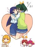  ? ahoge aoki_reika blonde_hair blue_eyes blue_hair blush candy_(smile_precure!) couple dated eye_contact green_eyes green_hair heart hino_akane_(smile_precure!) hoshizora_miyuki hug kise_yayoi looking_at_another midorikawa_nao multiple_girls nanairogaoka_middle_school_uniform pink_eyes pink_hair ponytail precure red_eyes red_hair relationshipping school_uniform sleeves_rolled_up smile_precure! yellow_eyes yomosaka yuri yurijoshi 