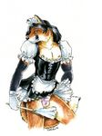  canine crossdressing fox gloves heather_bruton maid maid_uniform male mammal nipples panties solo underwear 