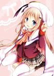  :d blonde_hair blue_eyes cape fang hat inui_achu little_busters! long_hair noumi_kudryavka open_mouth plaid plaid_skirt school_uniform skirt smile solo thighhighs 
