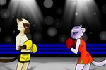  boxer boxing boxing_gloves boxing_ring cat chun clothing darkangelyuna feline female fighting_ring lee lights male mammal panther pants purple_eyes yellow_eyes 