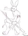  lagomorph male mammal piercing polearm rabbit solo spear tessel tribal 