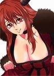  1girl breasts cleavage horns huge_breasts maou_(maoyuu) maoyuu_maou_yuusha red_eyes red_hair 